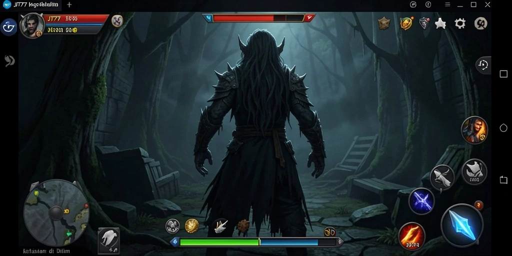 Gameplay JT777 menampilkan suasana mencekam yang penuh ketegangan.
