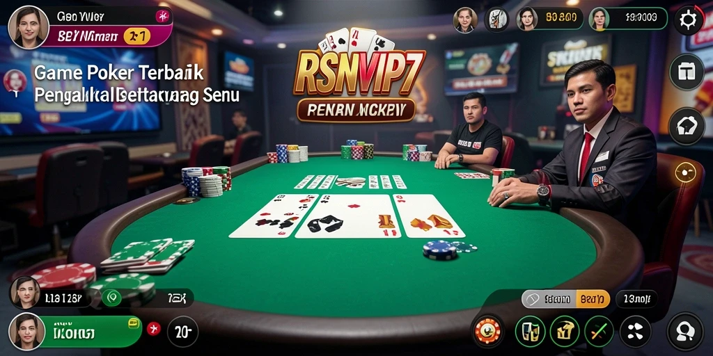 Tampilan gameplay dalam RSNVIP7 dengan pemain poker yang aktif.